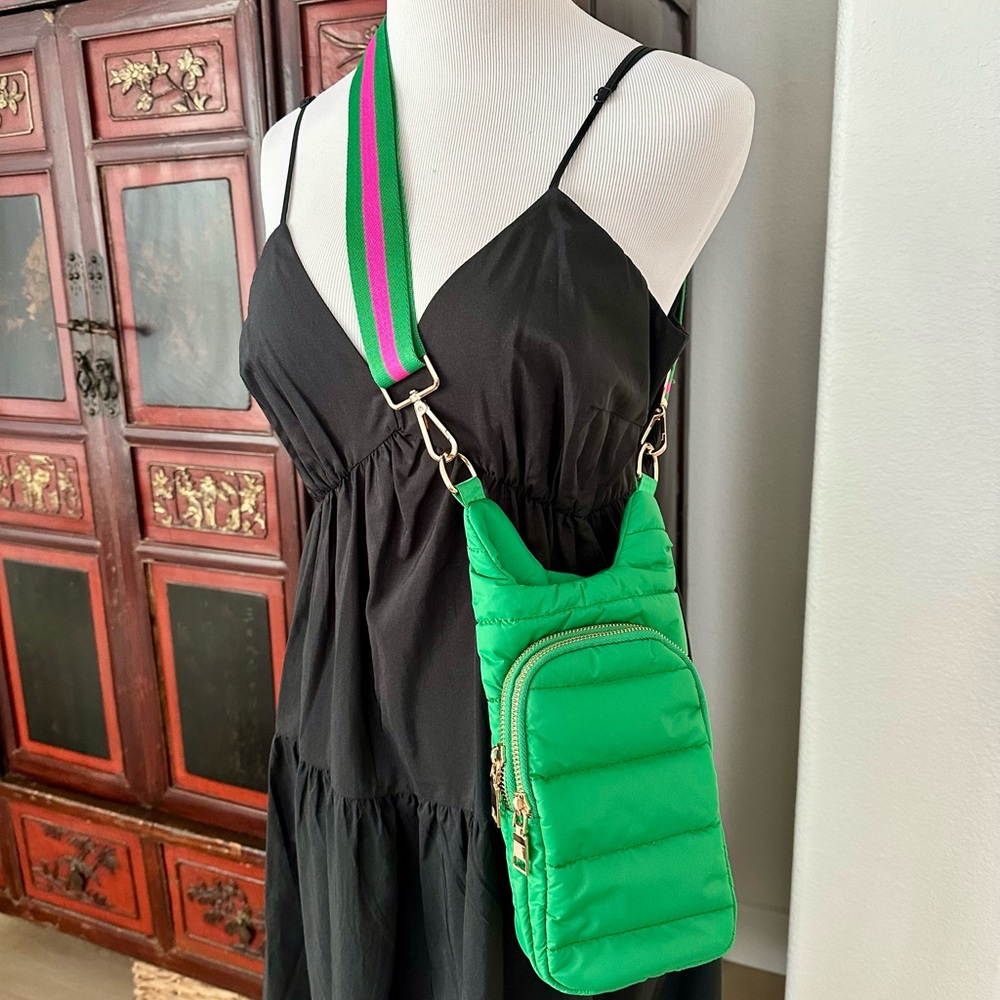Green Quilted Crossbody Bag